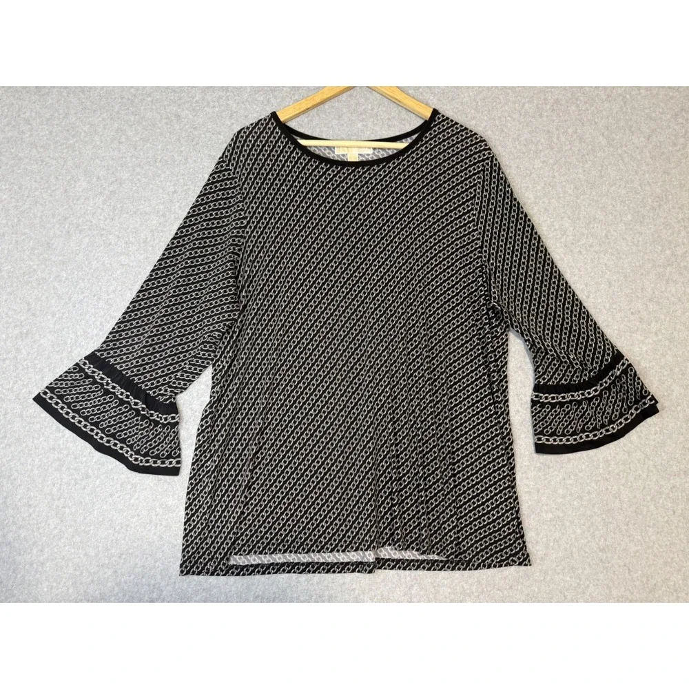 Michael Kors Top Womens 1X Black & Silver Chain Link Casual Career Party Shirt